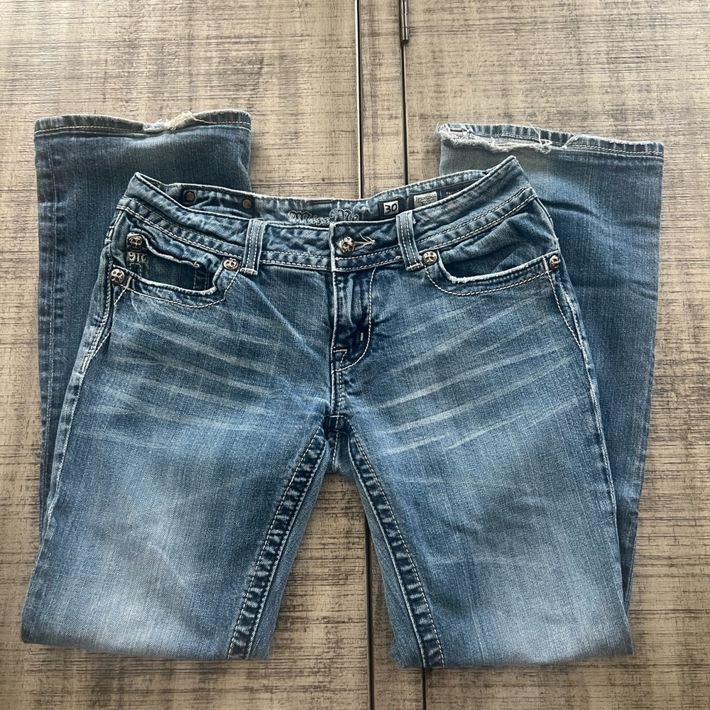 Miss Me Blue Boot Cut Jeans with Distinctive Embroidery - Picture 2 of 3